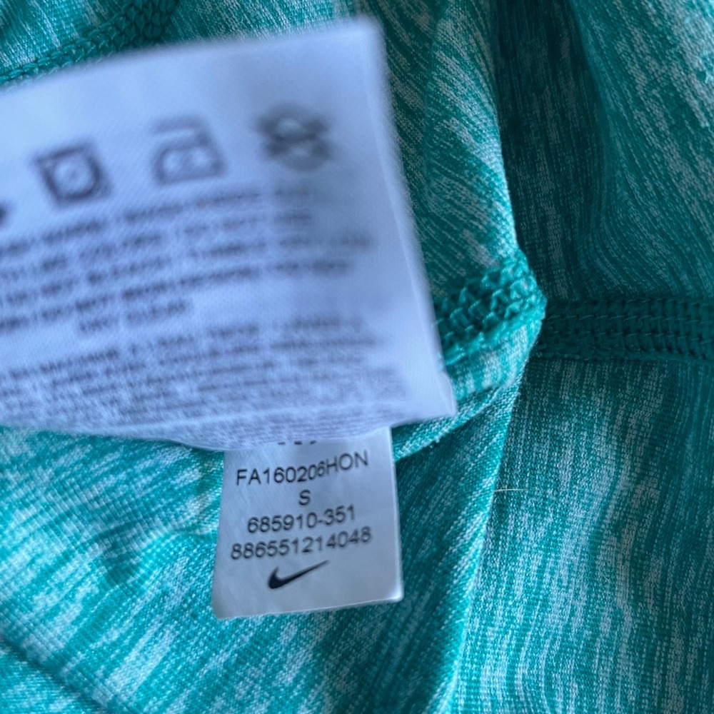 Nike Dri Fit Womens Teal Heathered Quarter Zip Running Top Thumbholes Size S - Picture 7 of 7